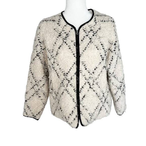 Ulla Johnson Ivory Wool Plaid Amal Jacket Zip Front Pockets Small - Picture 1 of 10